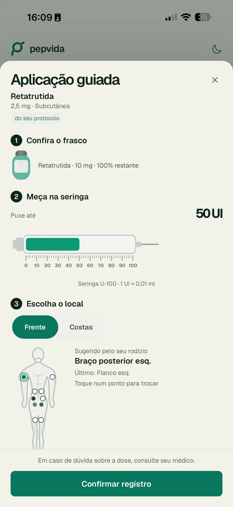 Aplicação guiada no Pepvida